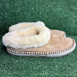 UGG Wrin Shearling Lined Suede Slip On Cozy Comfort Slipper Tan Womens Size 10